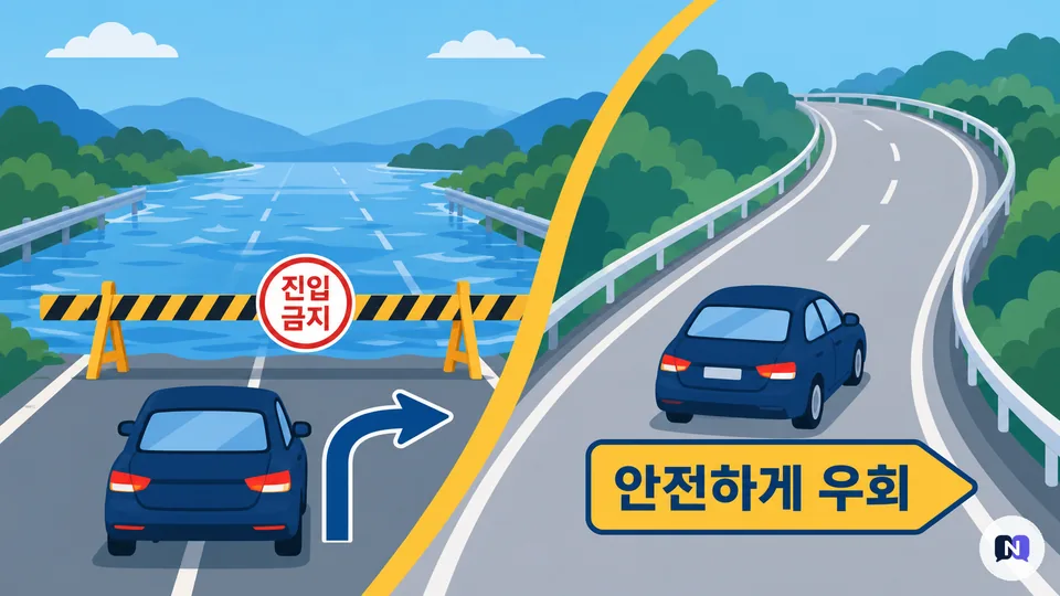침수 도로 진입 금지와 우회