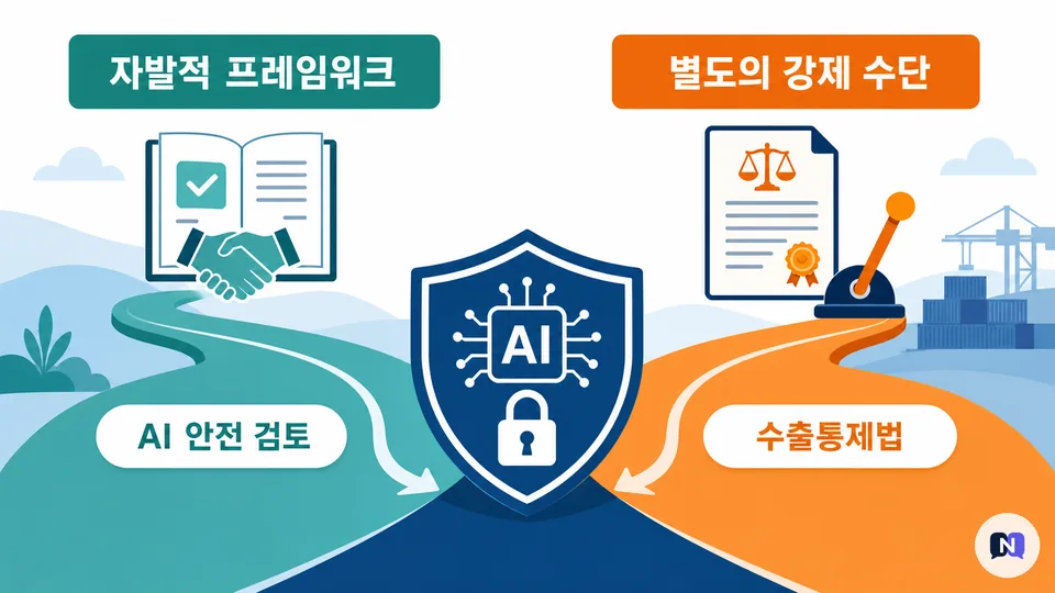 자발적 AI 검토 프레임워크와 수출통제법이라는 별도 강제 수단의 비교
