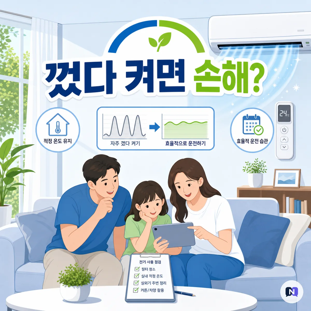 인버터 에어컨, 껐다 켜면 오히려 손해 — 여름 전기요금 줄이는 실전 순서
