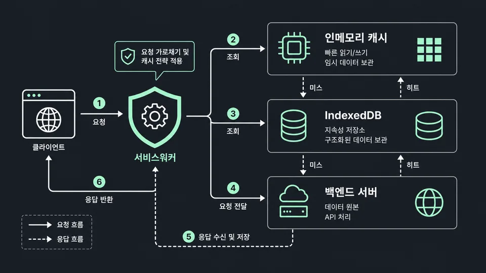 깃허브 이슈의 다층 클라이언트 사이드 캐시 아키텍처 다이어그램