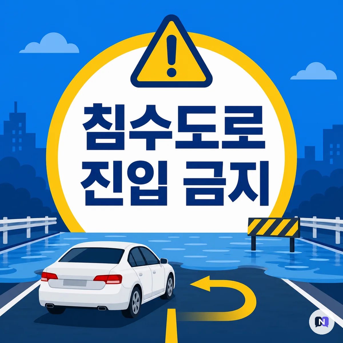 물 찬 도로, 차로 건너지 마세요 — 차량 침수 전후 탈출 순서
