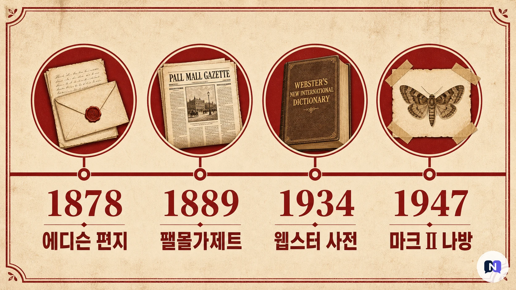 1878년부터 1947년까지 컴퓨터 버그 용어와 나방 사건 타임라인